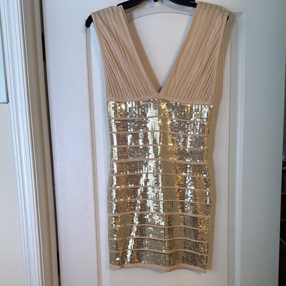 Gold Sequin Sleeveless Dress